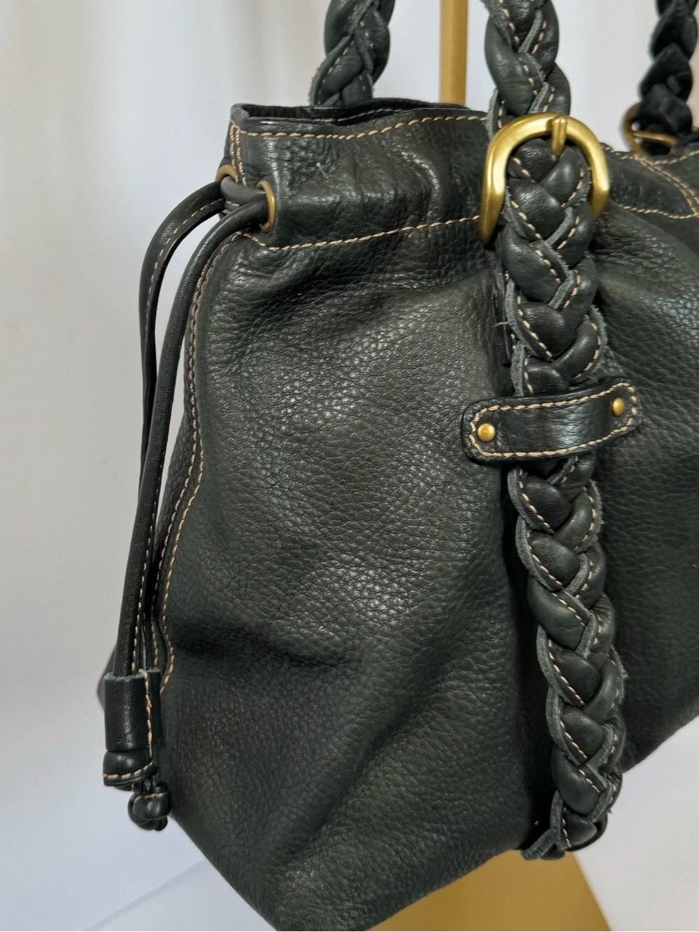 Vintage Fossil Y2k Braided Leather Shoulder Bag